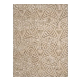 Lucca Hand-Tufted Maze Rug, Wheat Tan, 6x9 For Sale