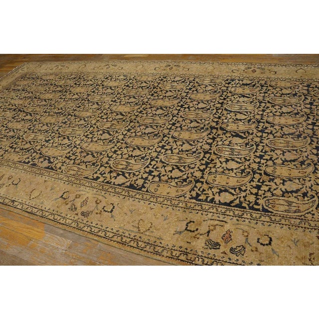 Traditional Wonderful Tan-Taupe Background Color With Lovely Paisely Pattern Antique Persian Moud Gallery Rug For Sale - Image 3 of 12