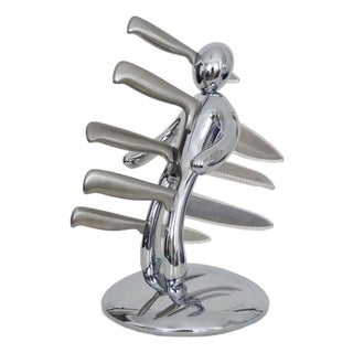 Knives and Knife Block by Raffaele Iannello for Viceversa, 1991, Set of 5 For Sale