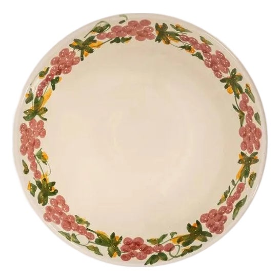 Sharland England Large Vine Bowl with Green and Pink Floral Detail For Sale