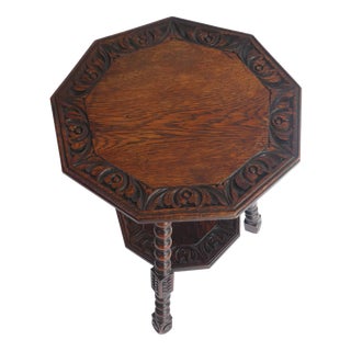 Antique Wooden Side Table with Bobbin Legs, 1920s For Sale
