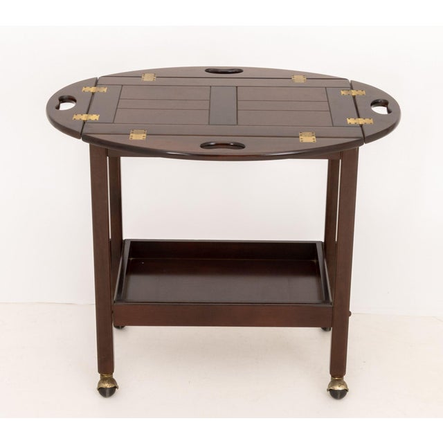 Bombay Company Mahogany Rolling Tea Trolley For Sale - Image 4 of 11