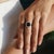 Vintage Inspired Natural Black Star & Zircon Halo Cocktail Ring Size 8 For Sale - Image 4 of 13