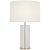 AERIN by Visual Comfort Signature Lineham 16" Cordless Accent Lamp in Crystal and Polished Nickel with Linen Shade For Sale