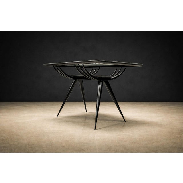 Giuseppe Scapinelli Side Table in Hardwood & Glass, Giuseppe Scapinelli, 1950s For Sale - Image 4 of 8