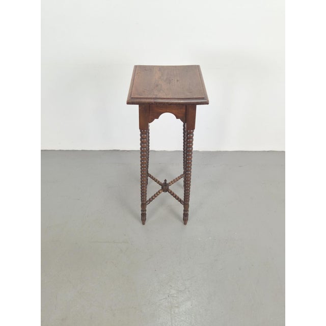 Wood English Oak Bobbin Side Table for Plants, 1930 For Sale - Image 7 of 8