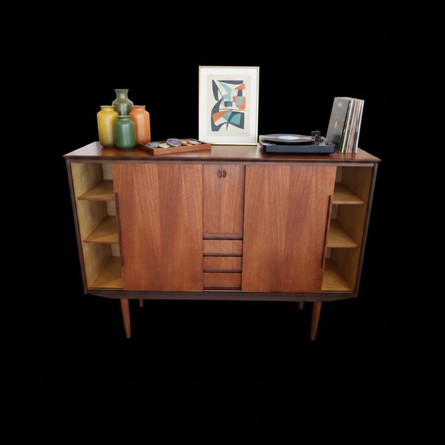 Danish Teak Cabinet with Bar Cabinet and Sliding Doors, 1960s For Sale - Image 13 of 14