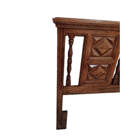 1970s Wood Queen Headboard Carved Medium Tone For Sale - Image 12 of 12