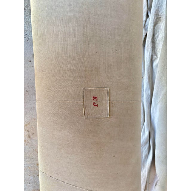 Early 20th Century French Walnut and Antique Linen Upholstered Bench For Sale - Image 9 of 12