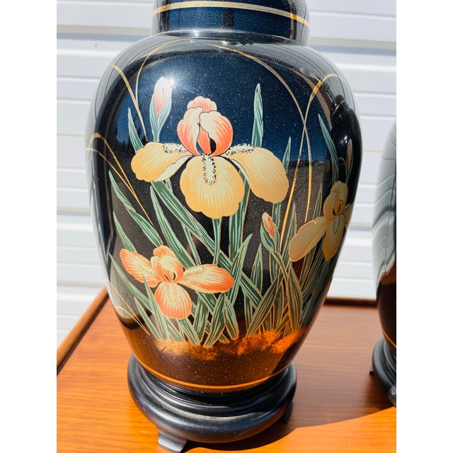 Mid 20th Century Pair of Mid 20th Century Vintage Asian Ginger Jar Lamps For Sale - Image 5 of 12