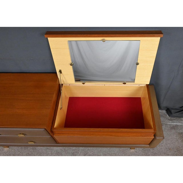 Teak and Nubuck Dressing Table attributed to R. Landault, 1970, Set of 3 For Sale - Image 14 of 18