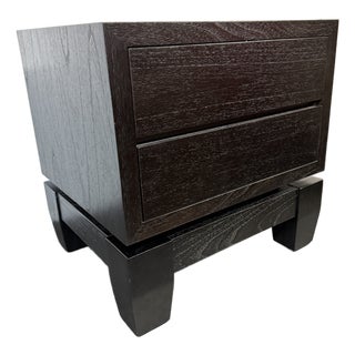 Furniturologie Brooklyn Ebony Oak Wood Nightstand For Sale