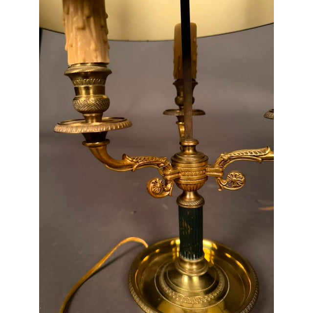 19th Century Late 19th Century French Empire Bouillotte Tole-Painted Lamp With Swan Finial, Circa 1890 For Sale - Image 5 of 15