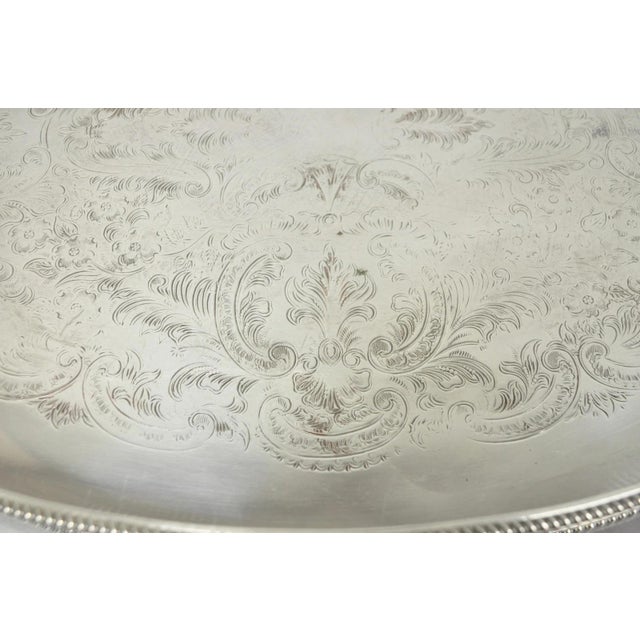 Vintage English Edwardian Silver Plated Oval Scalloped Gallery Bar Platter Tray For Sale In Philadelphia - Image 6 of 18