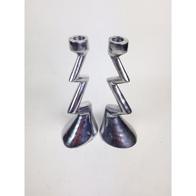 Zig Zag Candlesticks by Matthew Hilton for SCP England, 1980s, Set of 2 For Sale - Image 10 of 15