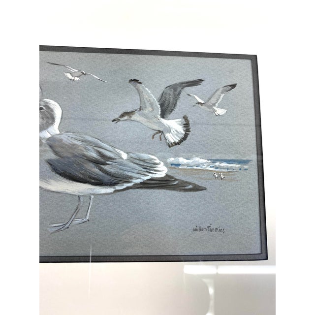 Nautical Original William Timmins (American, 1915–1985) Seagulls Painting — Mid‑20th‑Century Monterey Coastal Scene For Sale - Image 3 of 9