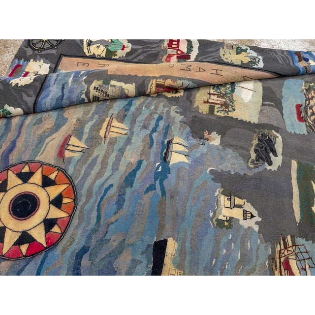 Textile Early 20th Century Whimsical Room Size American Hooked Rug - 7'6" x 11' For Sale - Image 7 of 8