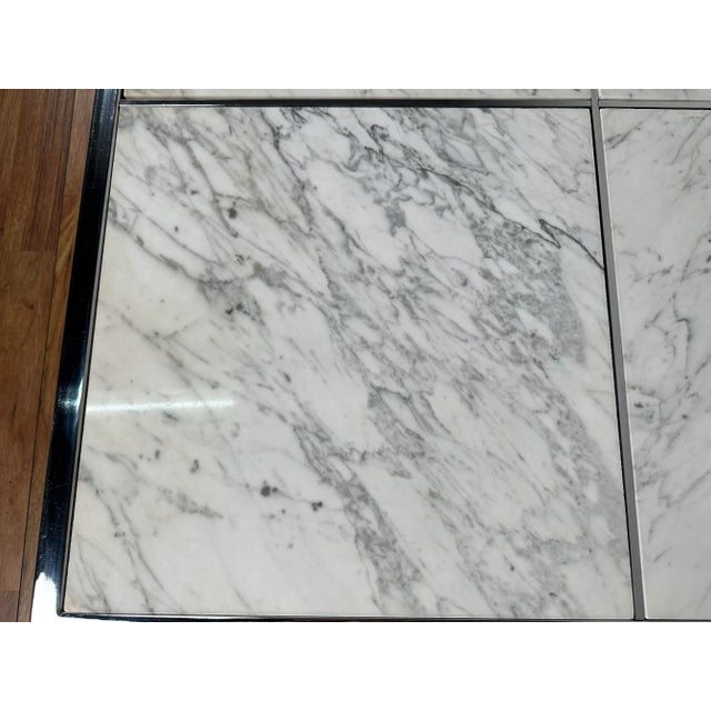 1970s Chrome & White Modern Marble Coffee Table Attributed to the Pace Collection For Sale - Image 9 of 12