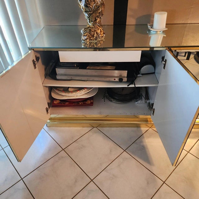 Metal Vintage Ello Style Mirrored Buffet Sideboard For Sale - Image 7 of 17