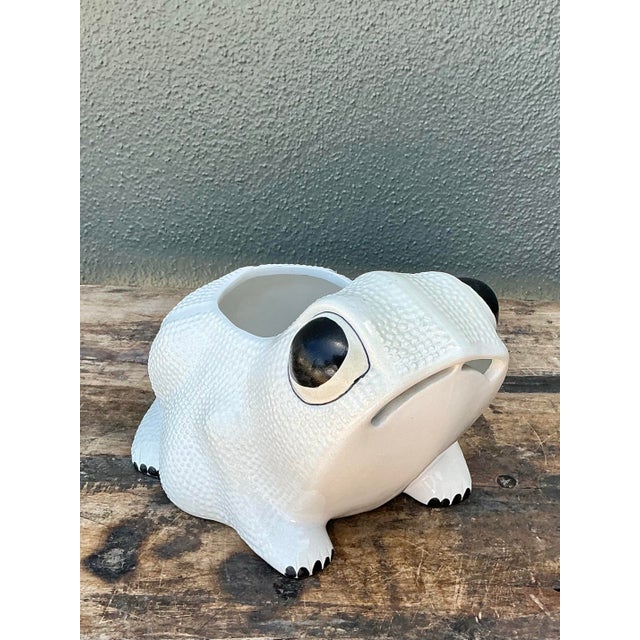 Vintage Mottahedeh Glazed Ceramic Hobnail Frog For Sale - Image 9 of 12