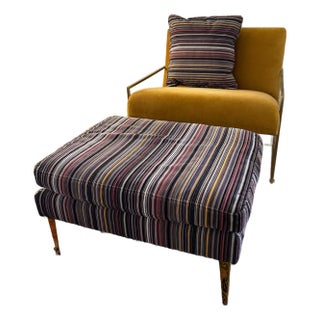 Lawson Fenning Thin Frame Lounge Chair With Paul Smith Ottoman For Sale