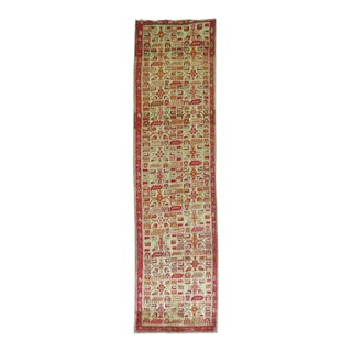 Vintage Zabihi Collection Ivory Field Red Accent Turkish Runner - 2'8" x 10'9" For Sale
