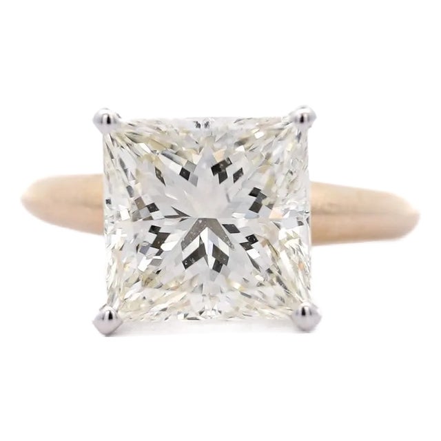 Gia Certified 5.13 Carat Princess Cut M/Si2 Diamond Solitaire Engagement Ring For Sale