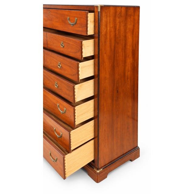1970s 1970s National Mt. Airy Campaign-Style Tall Chest With Brass Hardware For Sale - Image 5 of 14