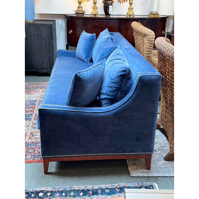 Contemporary Nathan Anthony Bespoke Slope Arm Sofa, Navy For Sale - Image 3 of 14