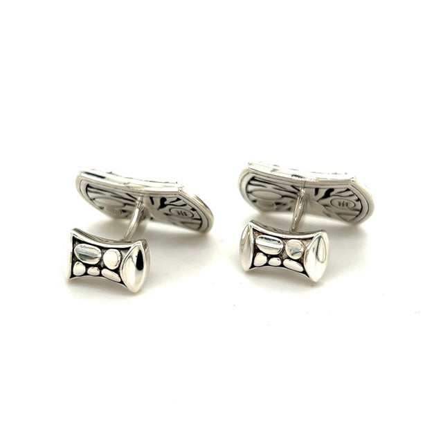 Late 20th Century John Hardy Estate Mens Pebble Cufflinks Sterling Silver, A Pair For Sale - Image 4 of 8