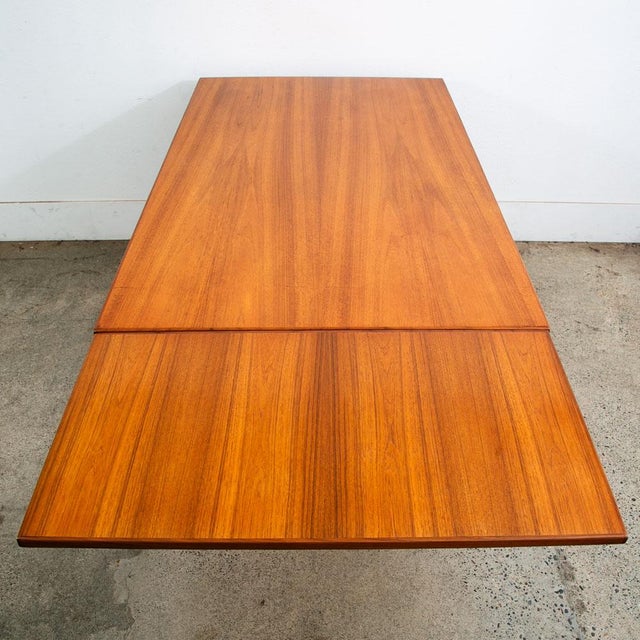 Brown Mid Century Danish Modern Dining Table Denmark Teak Wood Extension Draw Leaf Nm For Sale - Image 8 of 12