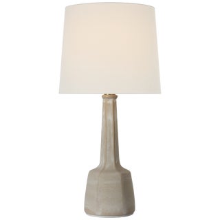 Chapman & Myers by Visual Comfort Signature Lerio 31" Table Lamp in Dusted Stone with Linen Shade For Sale