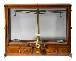 Brass Balance Scale in Wooden Case, 19th Century