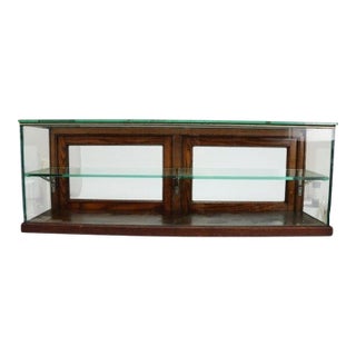 Antique Oak & Beveled Glass Country Store Table Top Candy Display Case C1910 For Sale