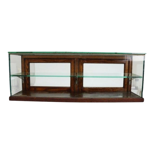 Antique Oak & Beveled Glass Country Store Table Top Candy Display Case C1910 For Sale