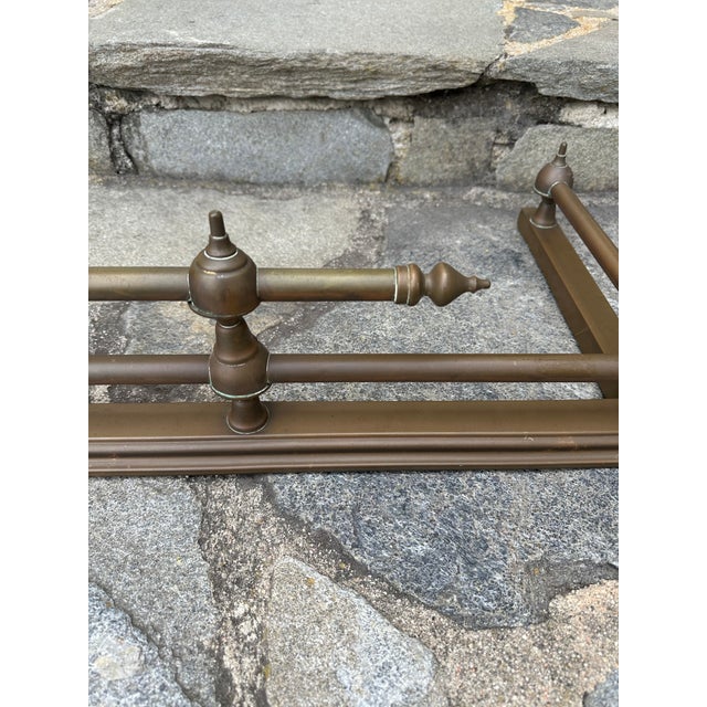 Vintage French Mid-Century Brass Fireplace Fender For Sale In Los Angeles - Image 6 of 12