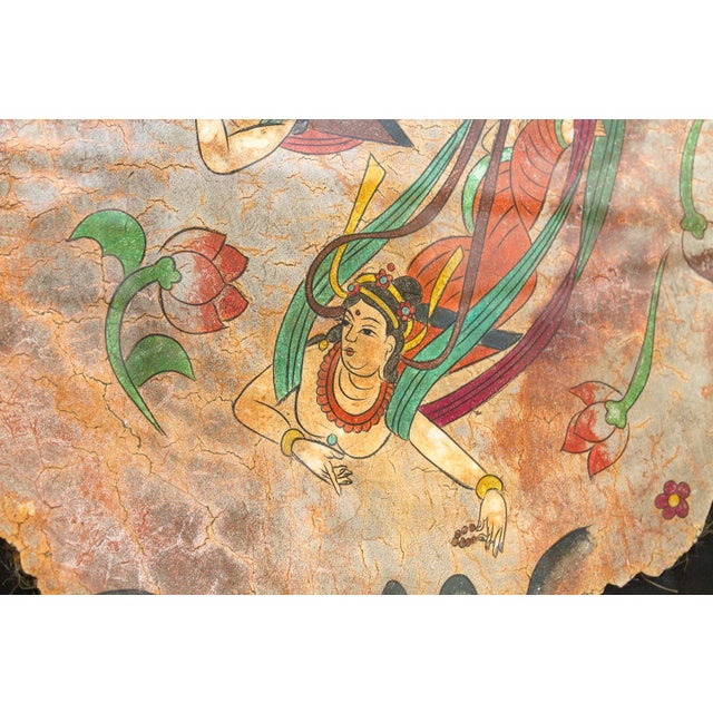 1960s Framed Fresco Style Chinese Mural Fragment Art For Sale - Image 5 of 8