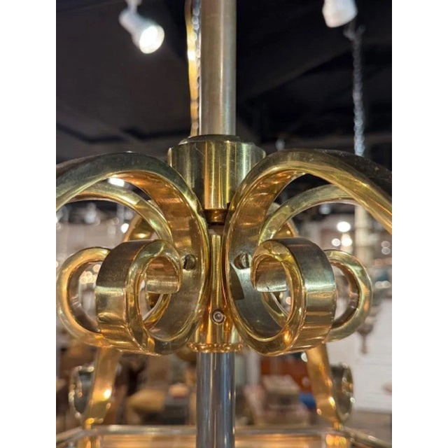 Traditional Vintage English Large Scale Gilt Brass Lantern For Sale - Image 3 of 6