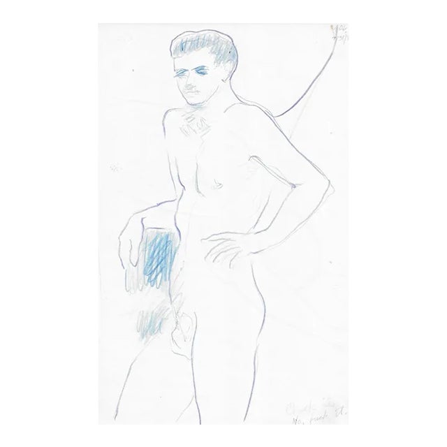 Standing Male Nude Drawing by James Bone For Sale
