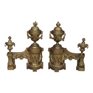 Louis XVI Bronze Andirons - a Pair For Sale