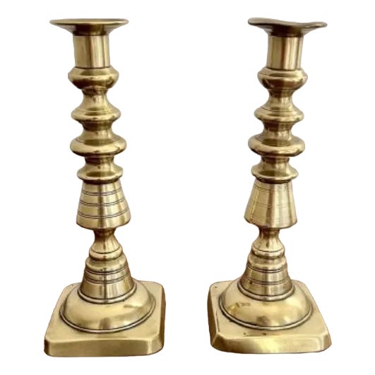 Victorian Brass Candleholders, 1880s, Set of 2 For Sale