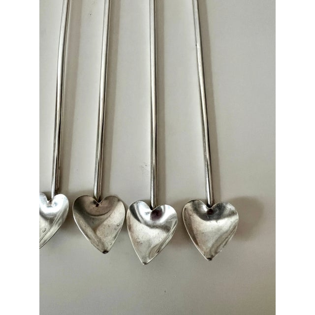 French Sterling Tea Spoons With Heart Shape - Set of 4 For Sale - Image 11 of 11