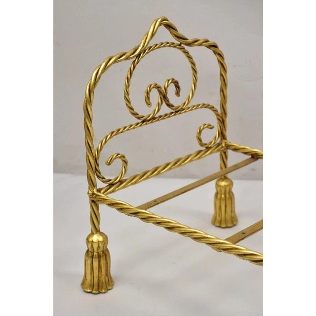 Gold Vintage Italian Hollywood Regency Iron Tassel Frame Pet Cat Dog Bed or Doll Bed For Sale - Image 8 of 11