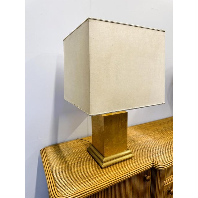 Vintage Burlwood Rectangular Table Lamp, France, 1980s For Sale - Image 4 of 7