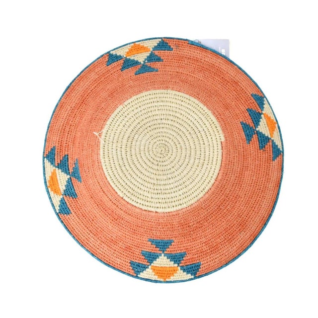 Early 20th Century Sisal Handwoven Orange and Teal Basket Eswatini 13inch For Sale In Denver - Image 6 of 6