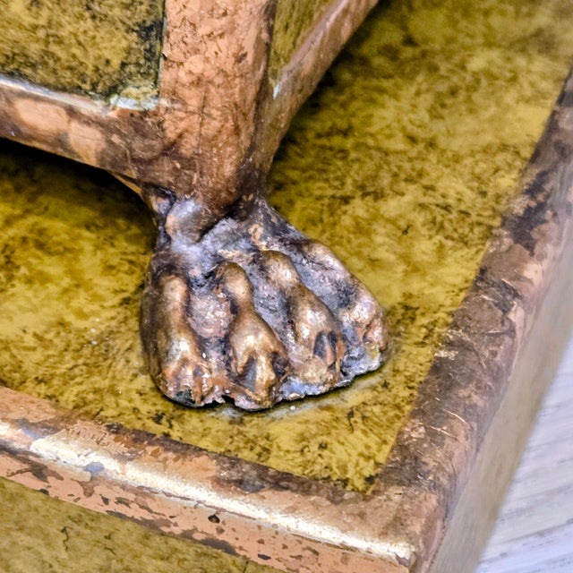Metal Vintage Castilian Imports Regency Tole Cachepot With Crane & Monkey Medallion, Lion Head Handles For Sale - Image 7 of 10
