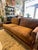 Lee Industries Two Seater Brown Velvet Sofa With Casters For Sale - Image 4 of 10