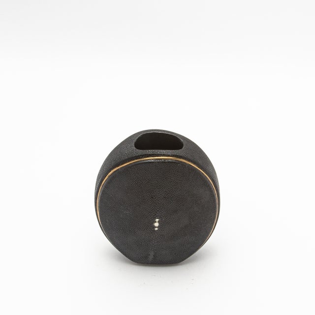 2020s Shagreen Vase With Brass Details by R&y Augousti For Sale - Image 5 of 6