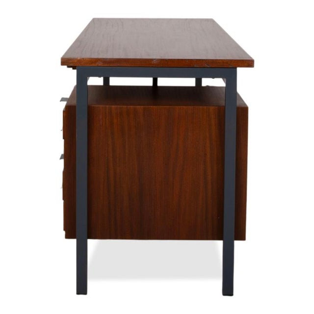 Wooden Apples, Wooden Desk, Brown Teak, Bauhaus Style, Drawers For Sale - Image 13 of 17