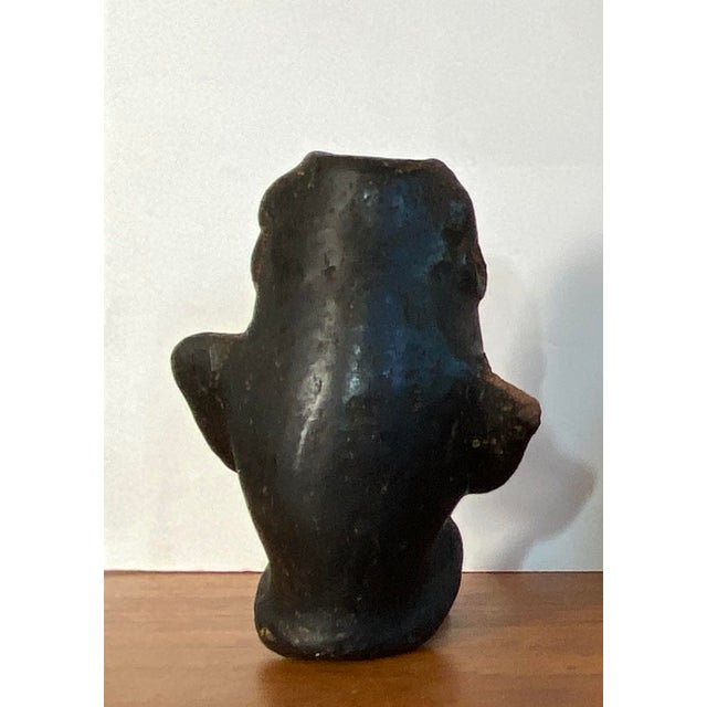 3 Brutalist Clay Figures South American Mexican Pre Columbian Style Black Ware Musical Vintage / Antique For Sale - Image 6 of 17